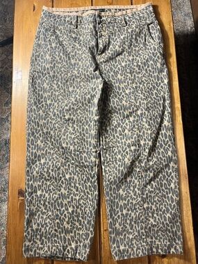 Women’s Risen 1x Leopard Print Barrel jeans in Taupe/Black